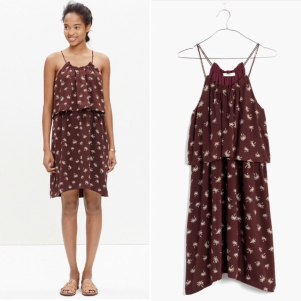 Madewell Overlay Silk Palm Tree Dress NWOT